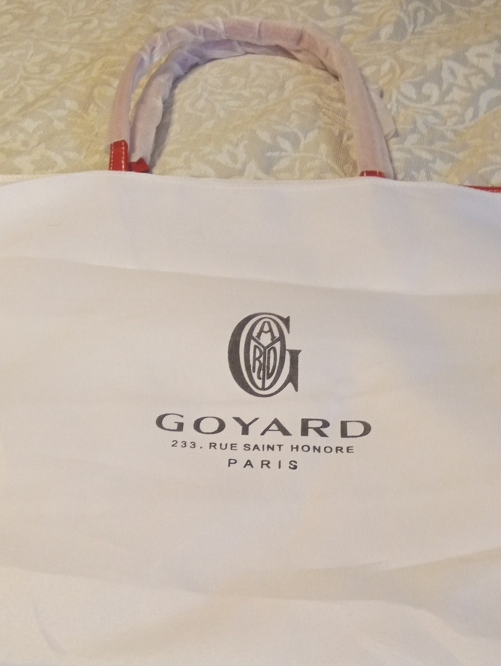 Goyard White Tote with Red Trim